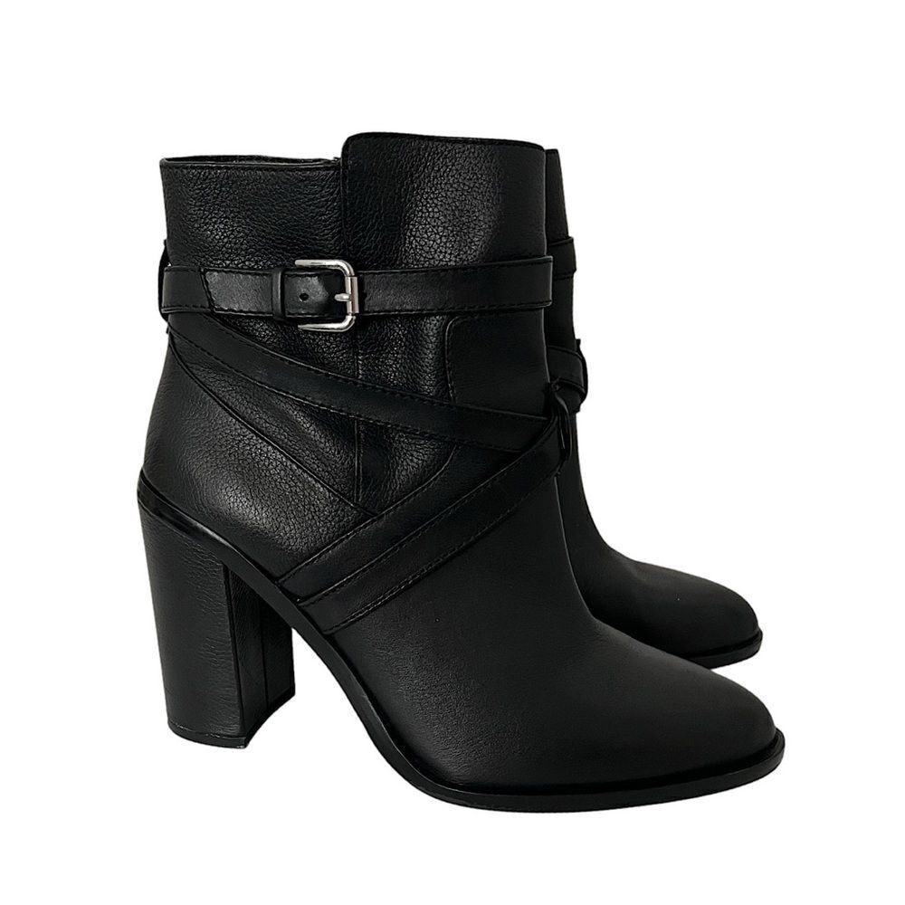 Vince Camuto Women's Black Leather Gravel Side Zip Boots